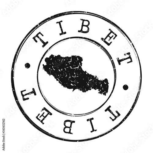 Tibet China Map Postmark. Silhouette Postal Passport. Stamp Round Vector Icon. Vintage Postage Design.