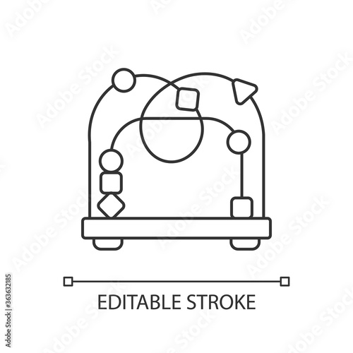 Bead maze toy pixel perfect linear icon. Roller coaster toys. Shape and color recognition game. Thin line customizable illustration. Contour symbol. Vector isolated outline drawing. Editable stroke