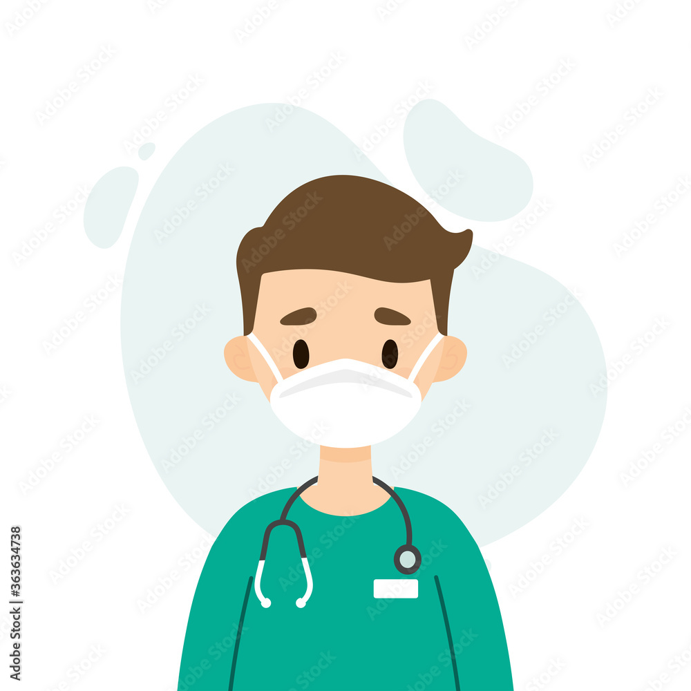 Male doctor/nurse wearing a mask