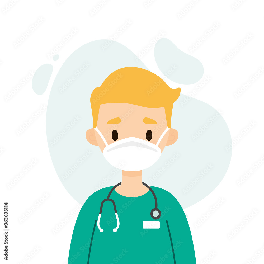 Male doctor/nurse wearing a mask