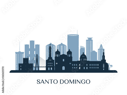 Santo Domingo skyline, monochrome silhouette. Vector illustration. photo