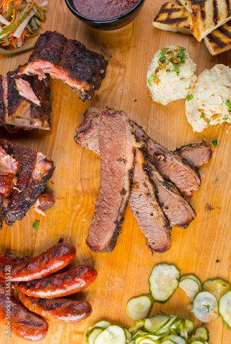 Beef Brisket barbecue Traditional Texas Smoke House . Rubbed with spiced & slow smoked in a classic Texas smoke house over mesquite wood chips in traditional classic bbq method. Chopped Beef Brisket.