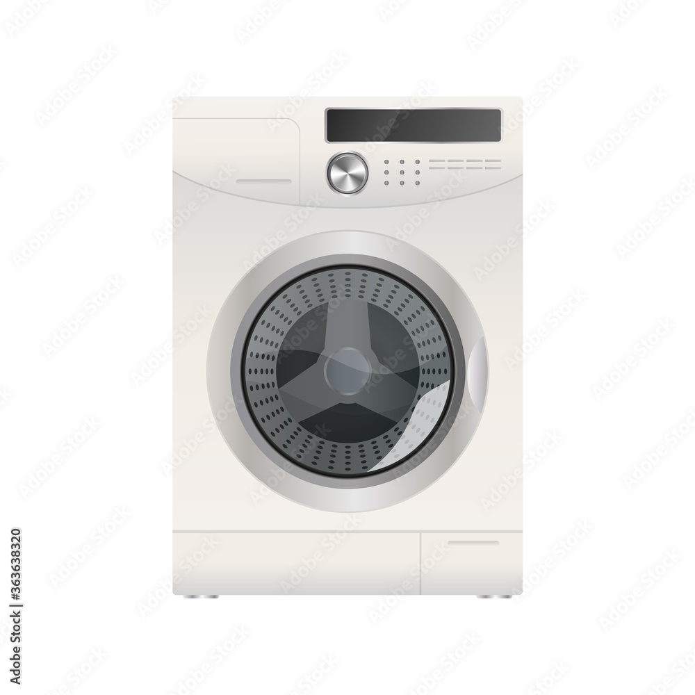 Obraz premium White washing machine isolated on a white background. Realistic vector washing machine.