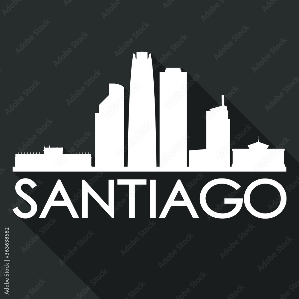 Santiago Flat Icon Skyline Silhouette Design City Vector Art Famous Buildings.