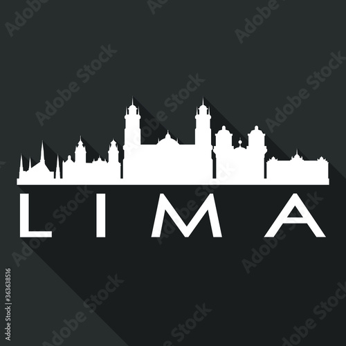 Lima Flat Icon Skyline Silhouette Design City Vector Art Famous Buildings.