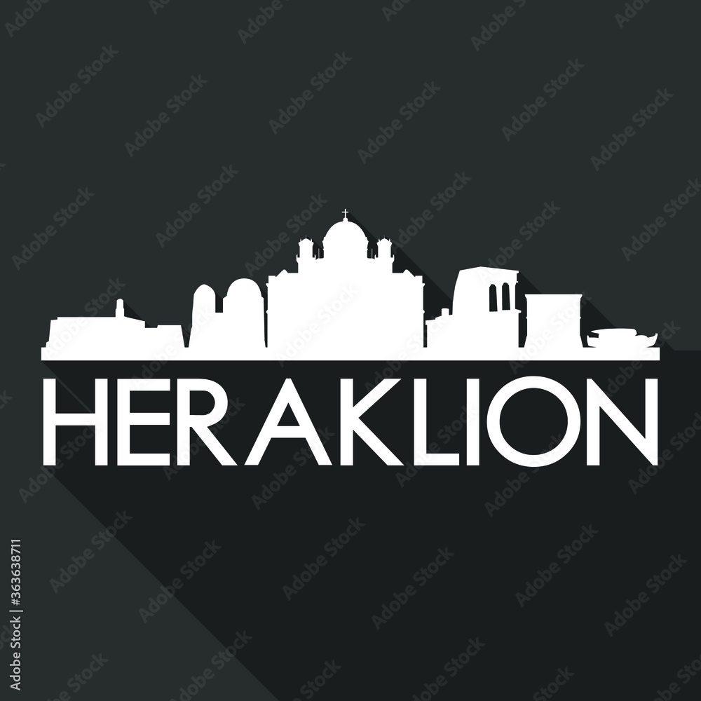 Heraklion Flat Icon Skyline Silhouette Design City Vector Art Famous Buildings.