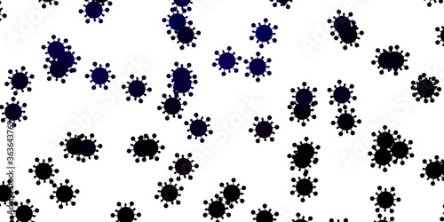 Light blue, red vector background with covid-19 symbols.