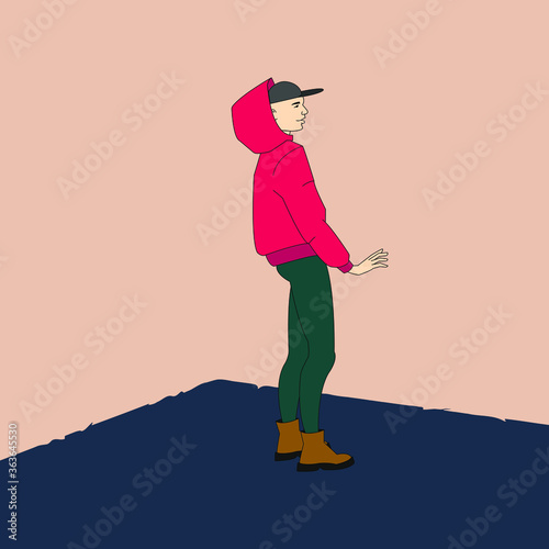 person( girl or boy) in Trend street outfits Fashion clothes. Flat vector illustration