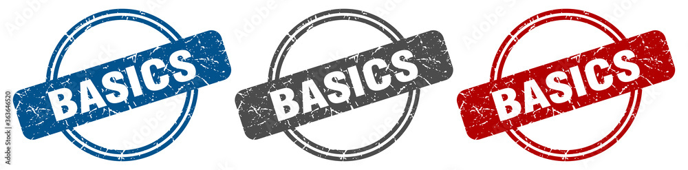 basics stamp. basics sign. basics label set