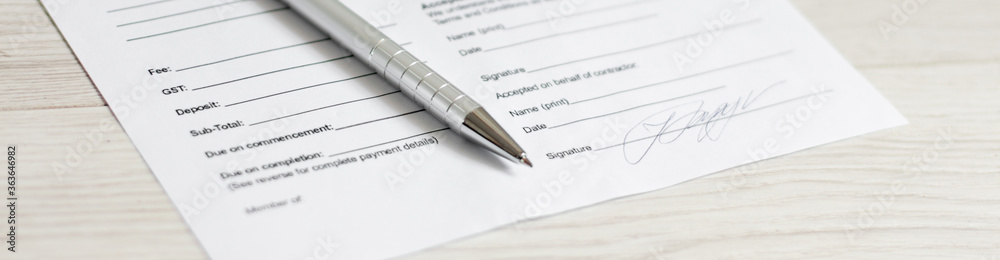 Pen on white background for signing contract Pen on white background for signing contract