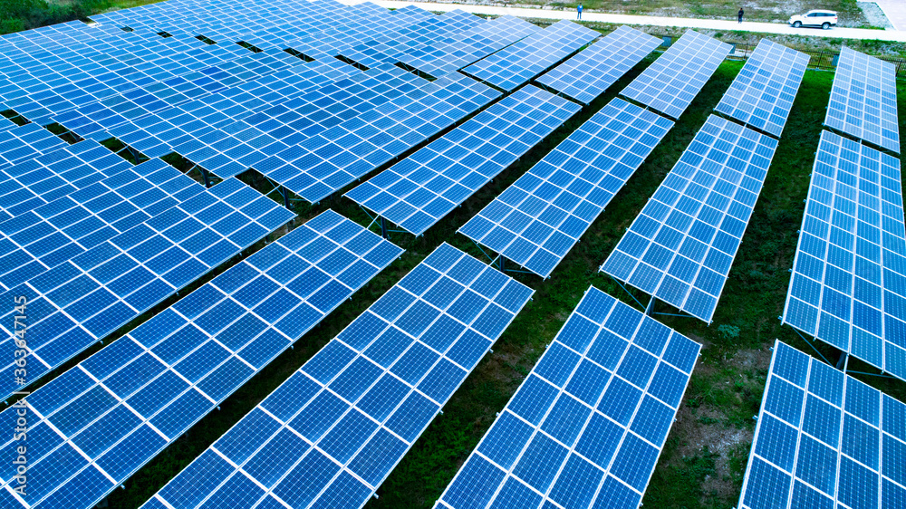 Detailed close-up of modern large photovoltaic solar panels. Detailed close-up of modern large photovoltaic solar panels.