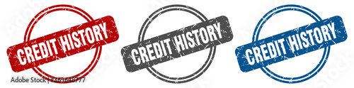 credit history stamp. credit history sign. credit history label set