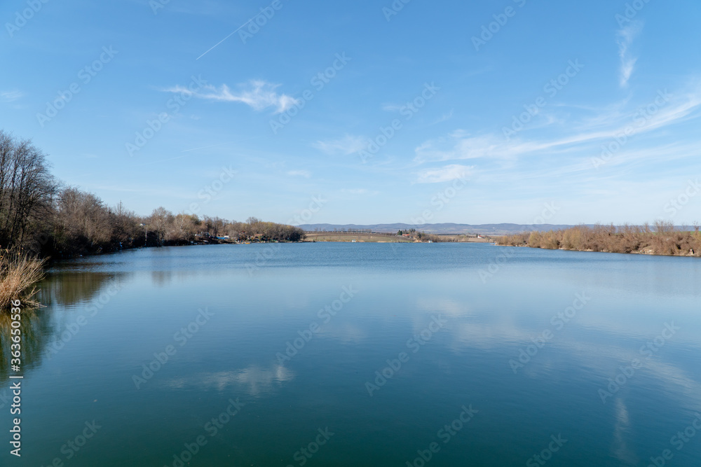 Landscape photo of a beautiful blue lake