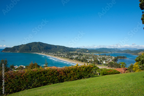 Tairua township and beach on Coromandel Peninsula, New Zealand