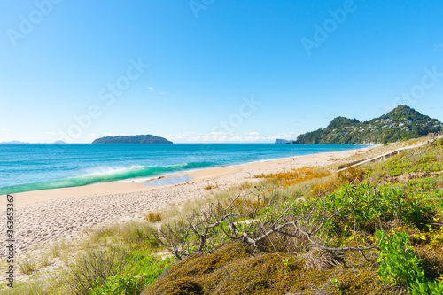 Tairua township and beach on Coromandel Peninsula, New Zealand photo