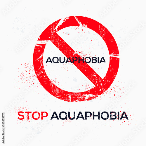 Warning sign (Aquaphobia) Greek word mean in English (Fear of water), vector illustration. photo