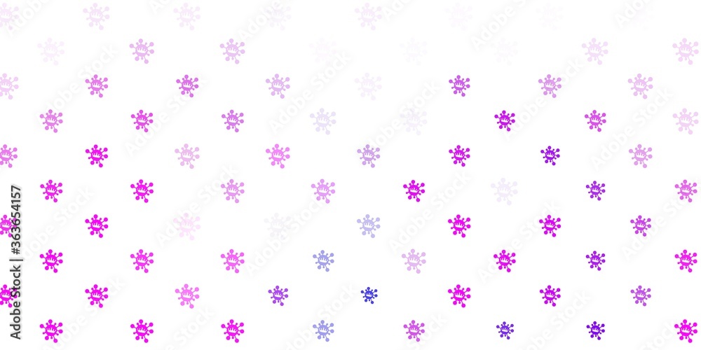 Light pink, blue vector backdrop with virus symbols.