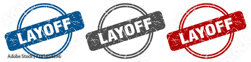 layoff stamp. layoff sign. layoff label set