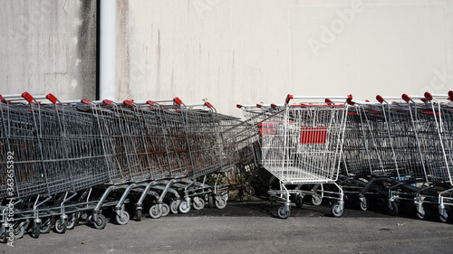 Shopping carts in a row