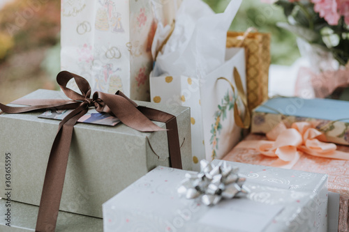 Presents on Gift Table at Wedding photo