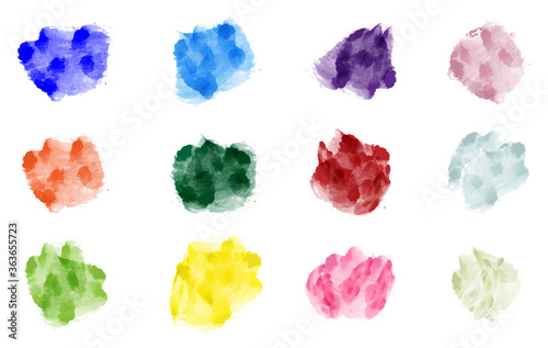 collection of pastel watercolor splashes isolated on white background vector illustration