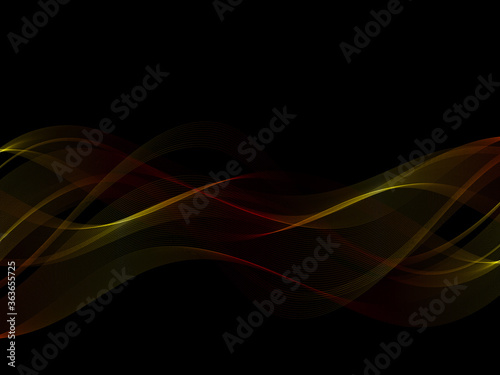 Vector Abstract gold wave design element on dark background.