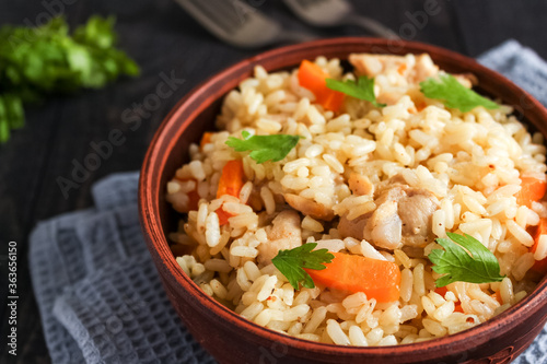 Fried rice with vegetables and meat