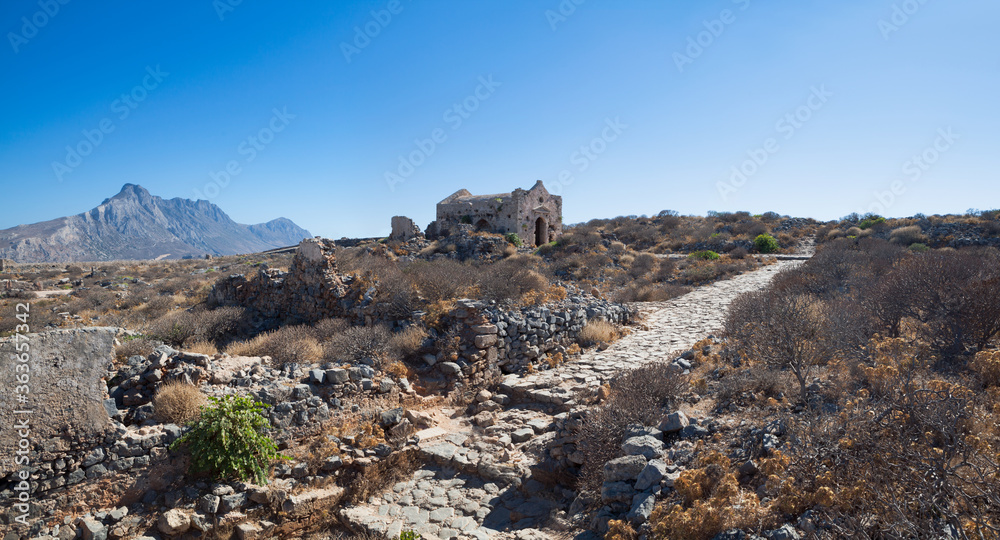 Ruins of an old abandoned village on Crete Island, Greece Ruins of an old abandoned village on Crete Island, Greece