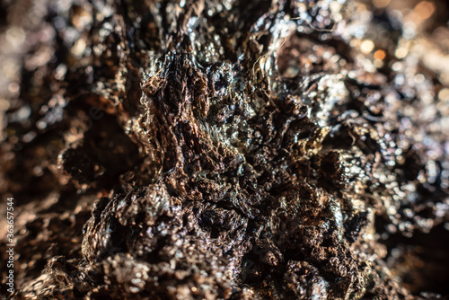 Macro of slag or volcanic magma stone texture  similar to a landscape of a strange space planet