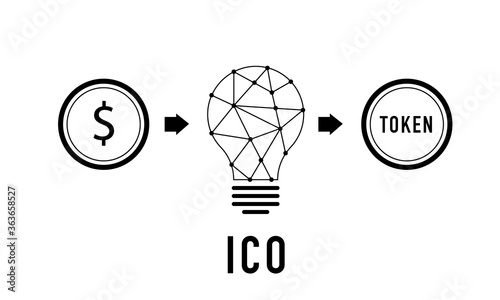 ICO. Initial coin offering concept.