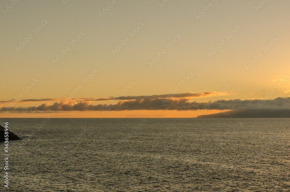 Fototapeta premium Stormy sky at sunrise in the Canary Islands. Spain