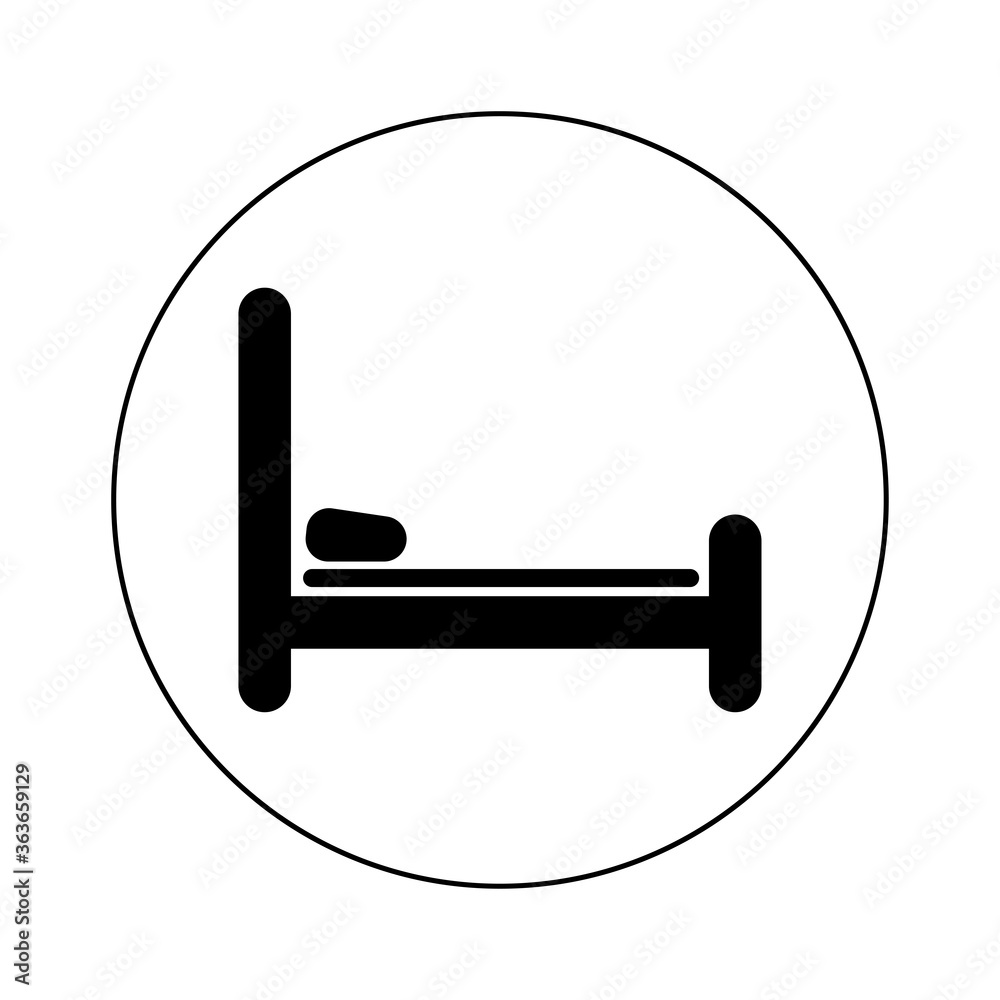 Bed icon isolated on background. Bedroom interior. House furniture. Vector flat design Bed icon isolated on background. Bedroom interior. House furniture. Vector flat design