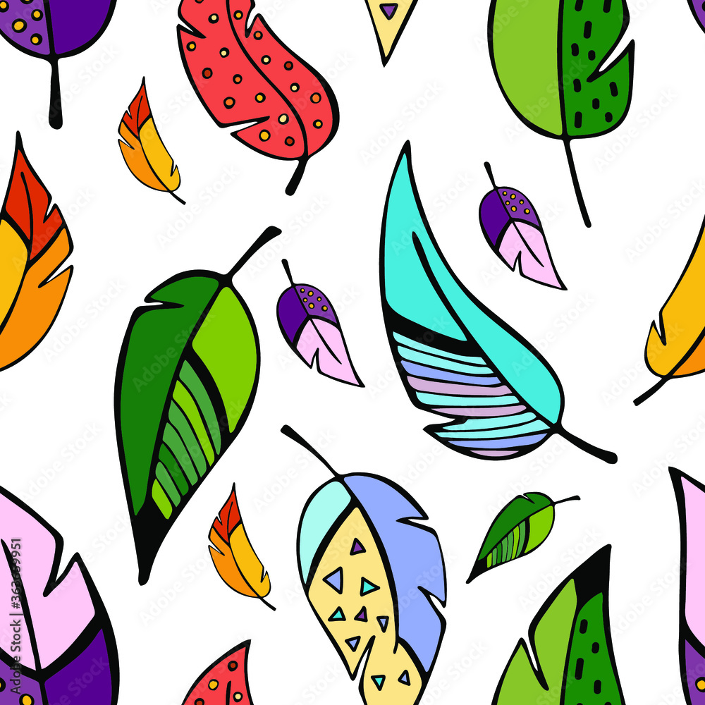 Fototapeta premium Feathers. Seamless picture pattern. Vector.