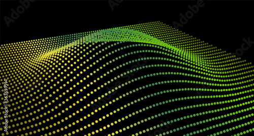 Data slice in the volume function of point data. Three-dimensional flow information. The bulge of the mountain science.