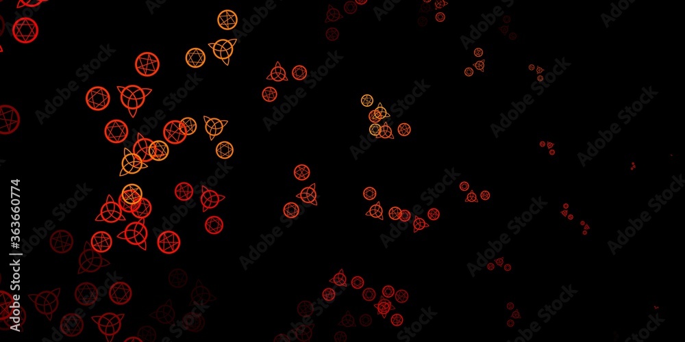 Dark Orange vector pattern with magic elements. Dark Orange vector pattern with magic elements.