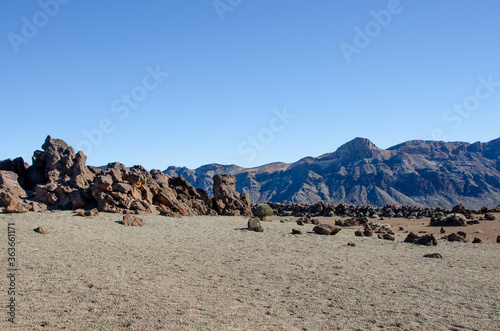 Rocky landscape in El Teide National Park, Tenerife. Canary Islands. Spain.