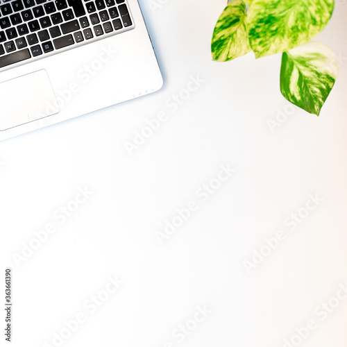 Squared flat lay of consulting start-up office. Template with copy space for text