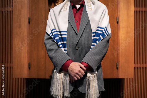 Synagogue: Rabbi Stands In Front Of Ark