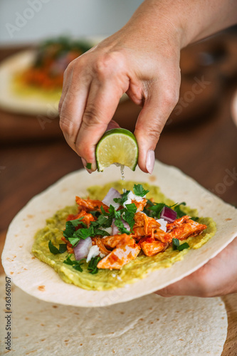 Wallpaper Mural Preparing chicken tacos with guacamole Torontodigital.ca