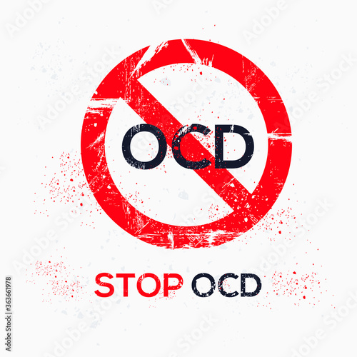 Warning sign (OCD) Obsessive Compulsive Disorder, vector illustration.	