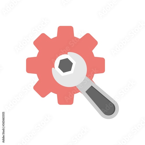 Cogwheel and wrench icon illustration. Repair, maintenance sign.