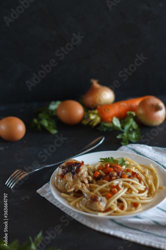 delicious pasta with chicken and vegetables a hearty dinner