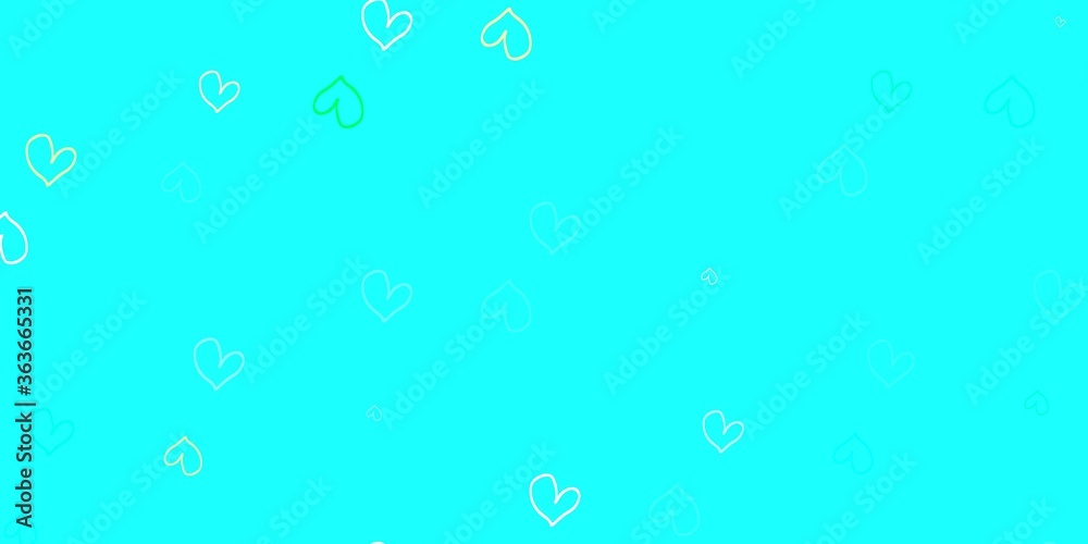 Light Blue, Green vector background with hearts. Light Blue, Green vector background with hearts.