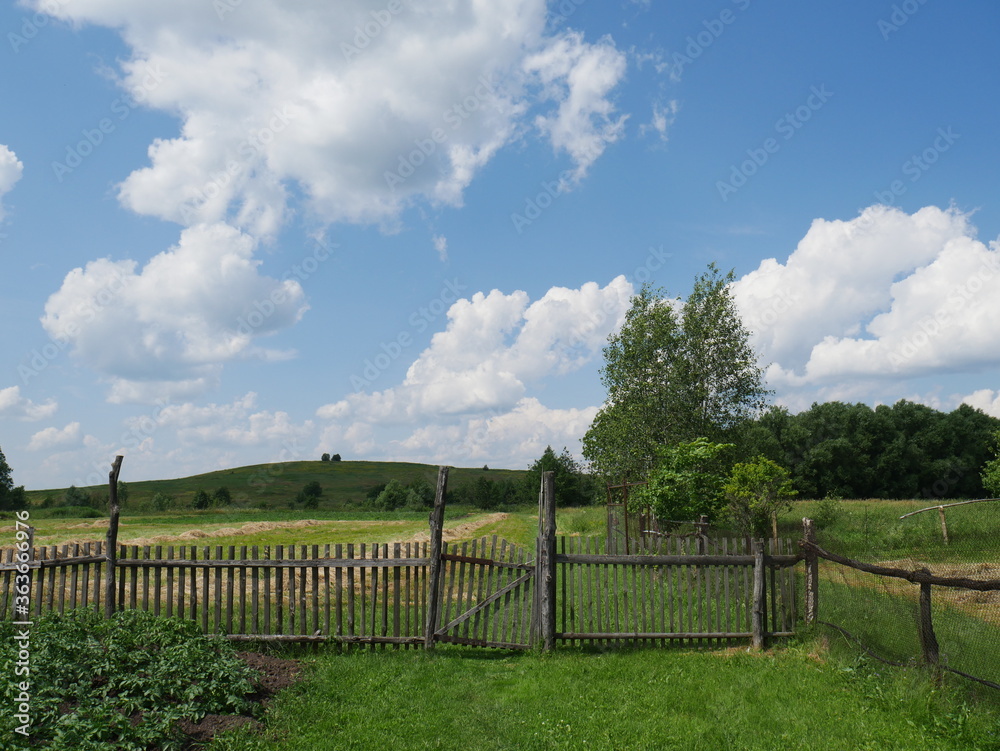 counryside and blue sky with clouds