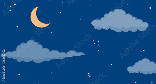 night sky with moon and stars background