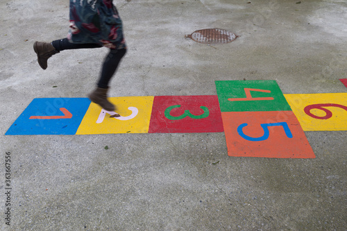 Playing hopscotch