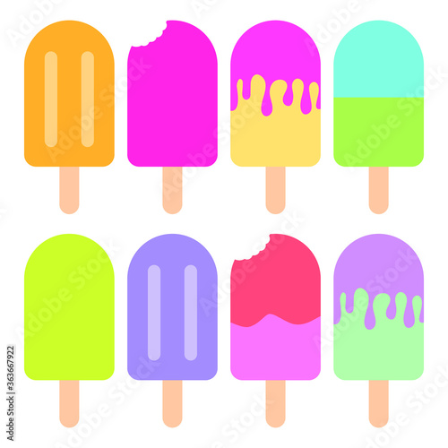 popsicle vector set. dripping ice cream