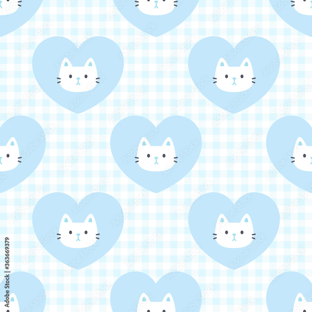 Cute cat and heart seamless pattern background Cute cat and heart seamless pattern background