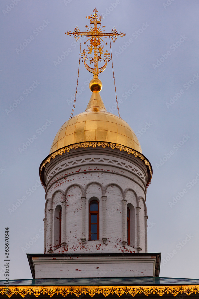 The central dome of the church of St. Sergius of Radonezh in Velednikovo. Moscow region, Russia