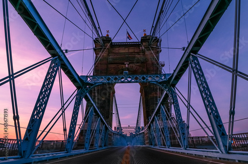 Roebling bridge at sunset